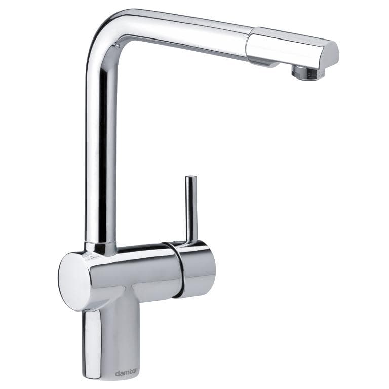 Merkur kjøkkenkran m/høy L-tut og uttrekk, krom