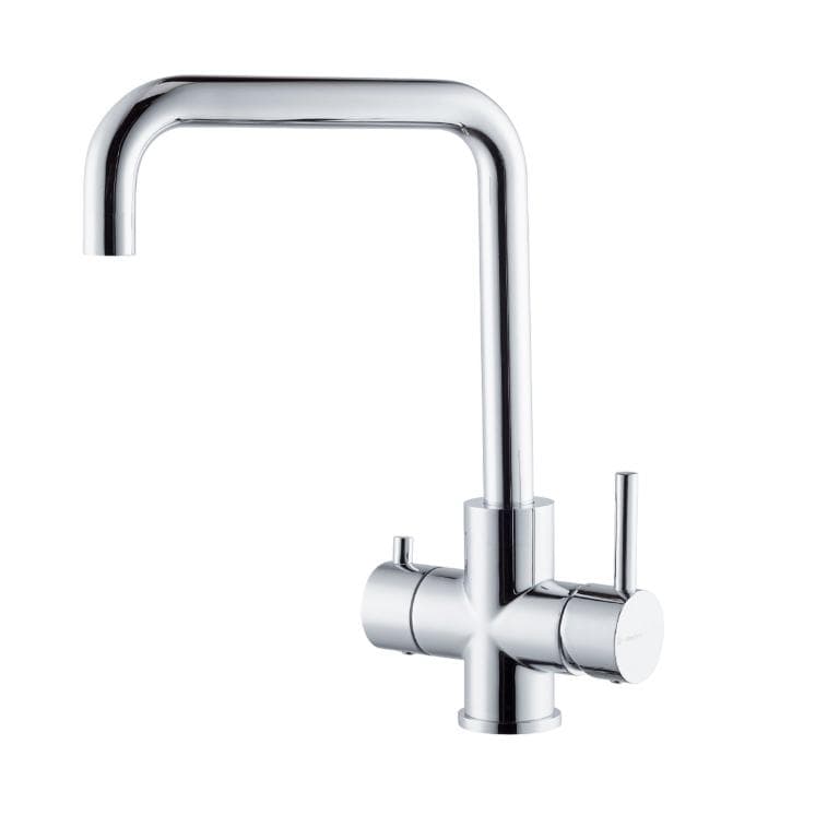 Real kjøkkenkran J-tut m/avstenging, krom