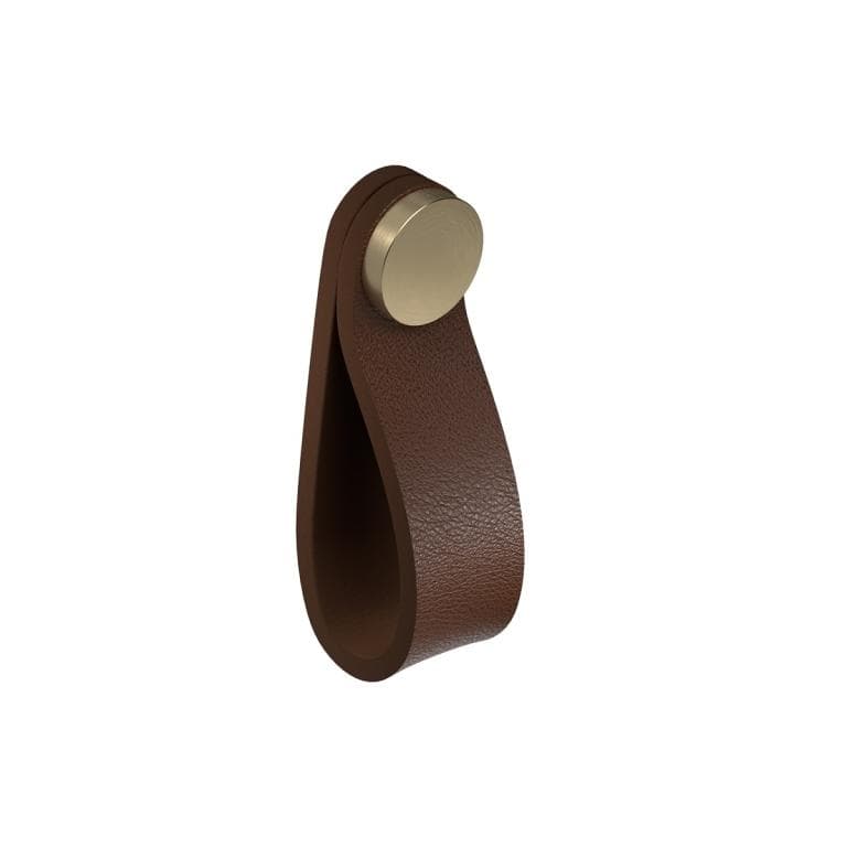 Lærgrep, brun med messing